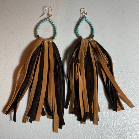 Killamerch Handmade Stone Drop Leather Earring - Picture 6 of 6